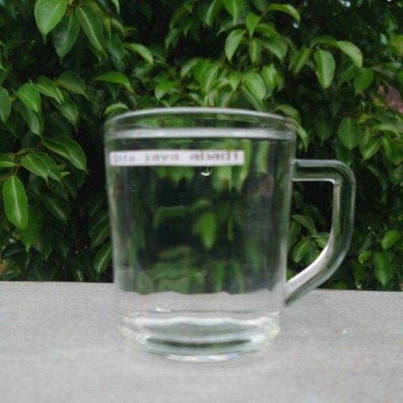 GELAS GAGANG KACA POLOS/GELAS GAGANG BENING/6PCS