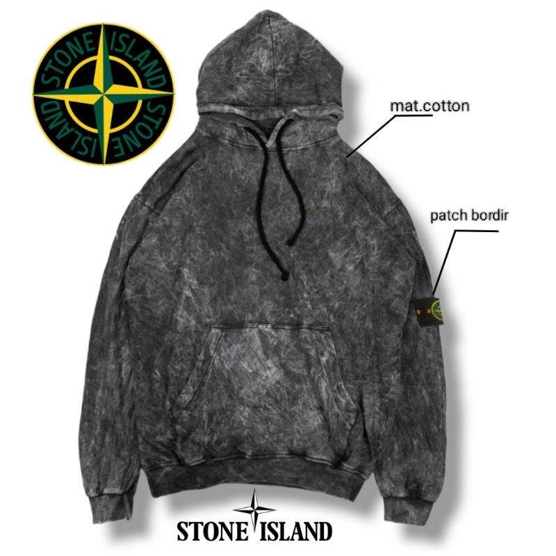 STONE ISLAND - HOODIE WASHING STONE ISLAND PATCH BORDIR