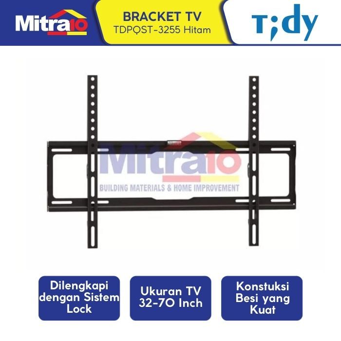 Bracket TV 32-70 Inch Hitam - Tilting, Adjustable - Tidy