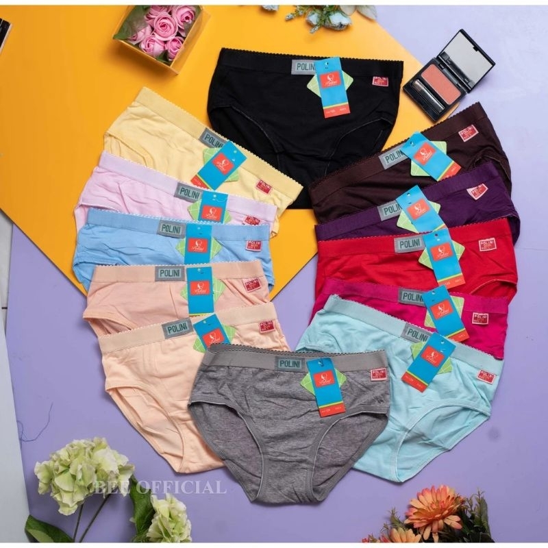 1 lusin cd wanita polini 126 ban besar termurah | celana dalam polini karet besar polos bahan katun
