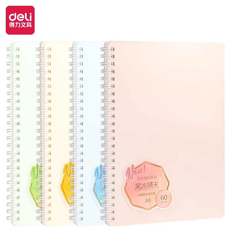 

Deli Buku Catatan Spiral / Spiral Notebook Warna Pastel A5 B5 60 Lembar QLPX560