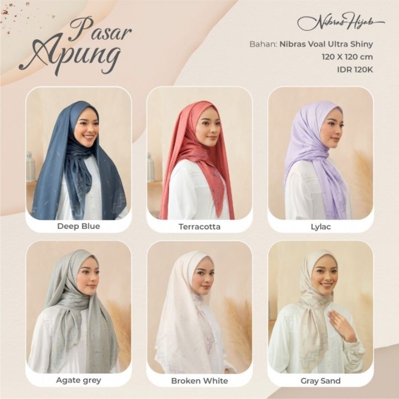 HIJAB SEGI EMPAT MOTIF NIBRAS 120X120 CM PASAR APUNG SCRAVES
