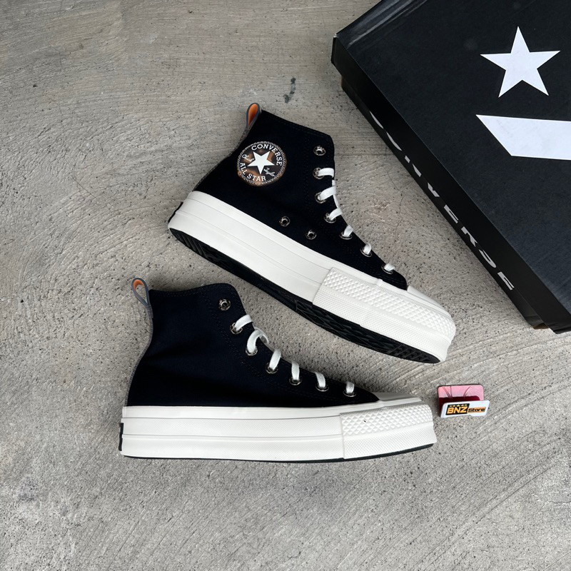 CONVERSE CTAS LIFT HI WOMEN'S SNEAKERS - BLACK/EGRET/TAWNY OWL