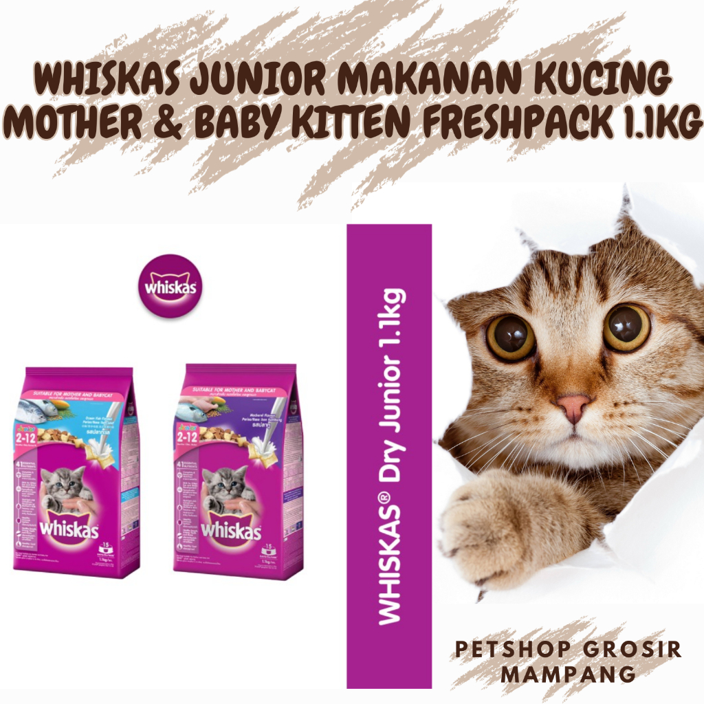 Makanan Kucing Junior WHISKAS Mother & Baby Kitten Freshpack 1.1kg
