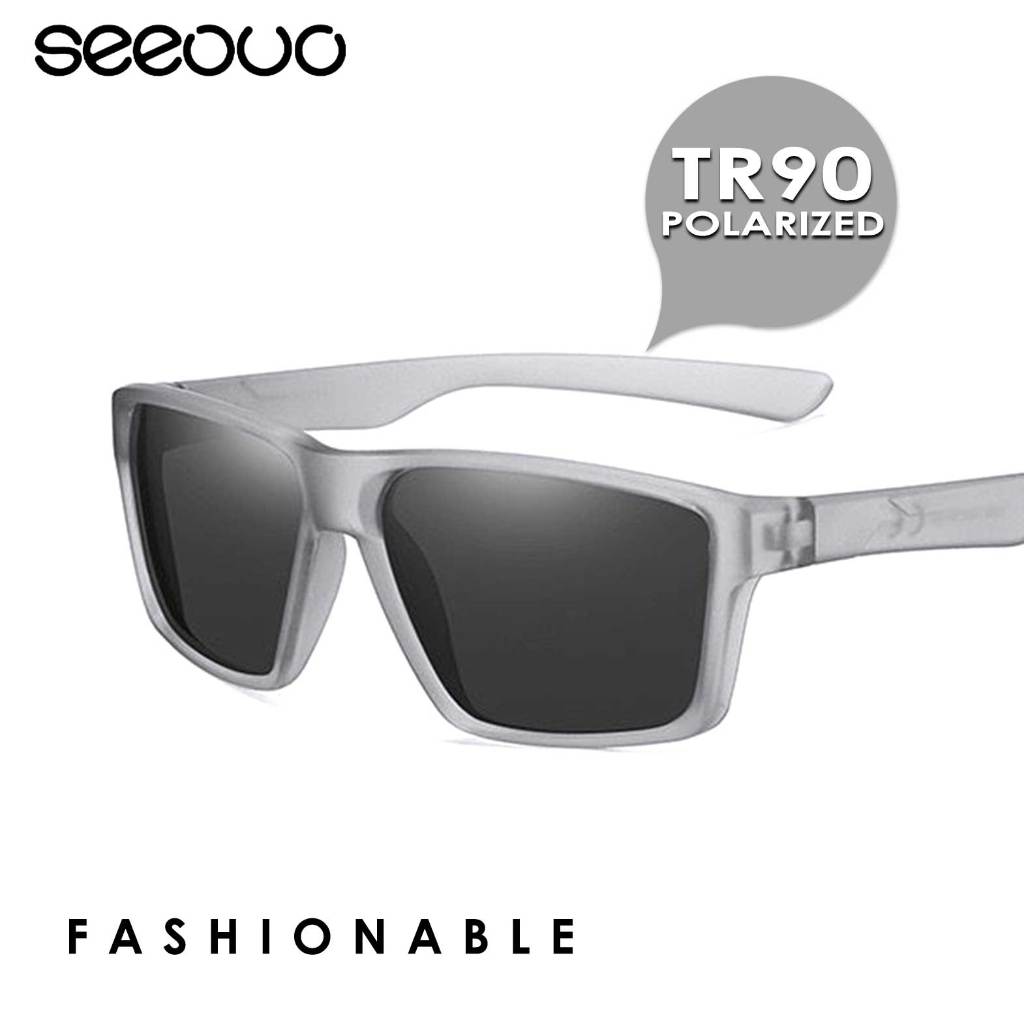 Seeouo Kacamata Hitam Sunglasses Polarized Night Vision Style Kotak AntiUV Anti Silau Bahan TR90 Rin