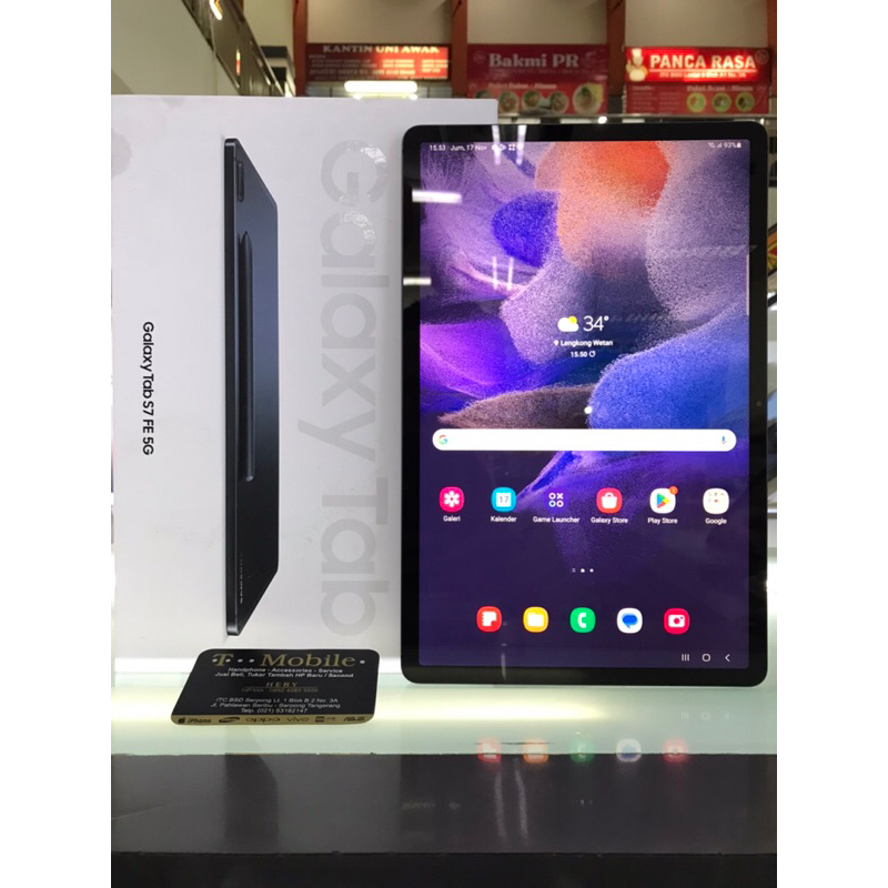 SAMSUNG Galaxy TAB S7 FE 5G RAM 6GB 128GB - BLACK - SECOND MULUS - FULLSET ORI - SEIN