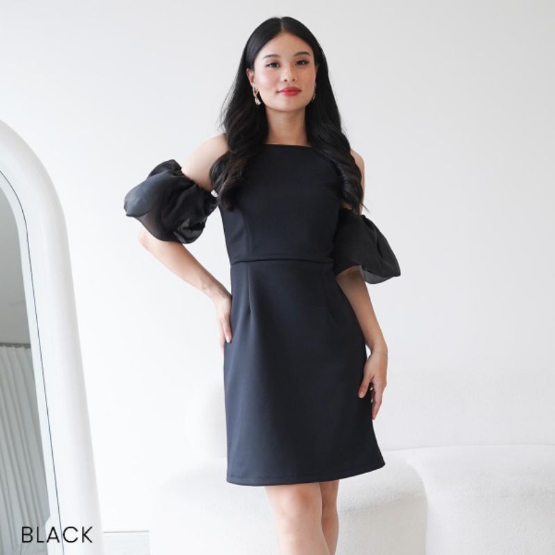 MINI DRESS/SCUBA ORGANZA EMMELI / DRESS TERBARU / DRESS LENGAN PENDEK