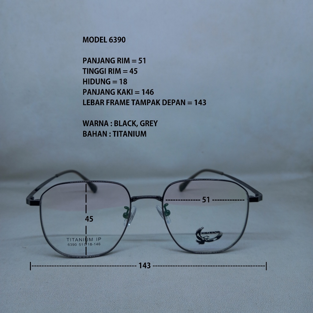 FRAME KACAMATA 6390 TITANIUM PRIA WANITA