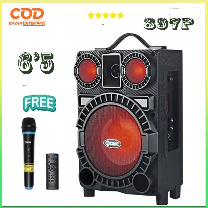 Speaker GMC 897Q/897P Speaker Portable Ampli Meeting BLUETOOTH - 6,5 inch Free mic MURAH GMC