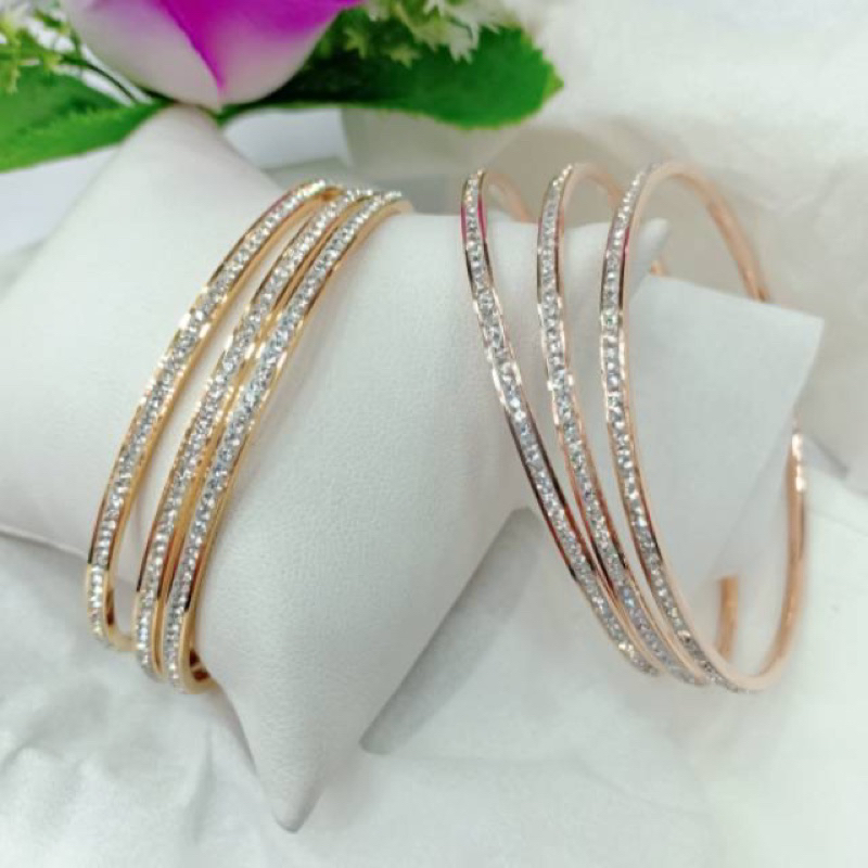 Gelang Keroncong Titanium wanita Set 3 mata