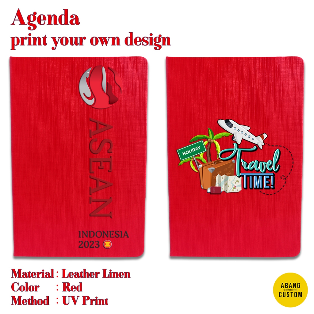 

Buku Agenda Leather Cetak Logo UV Print Premium Custom