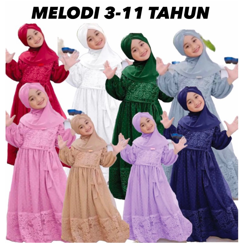 Dress  MELODY 3/11 thn / dress anak perempuan terbaru / dress brokat / gamis anak / fashion hijab