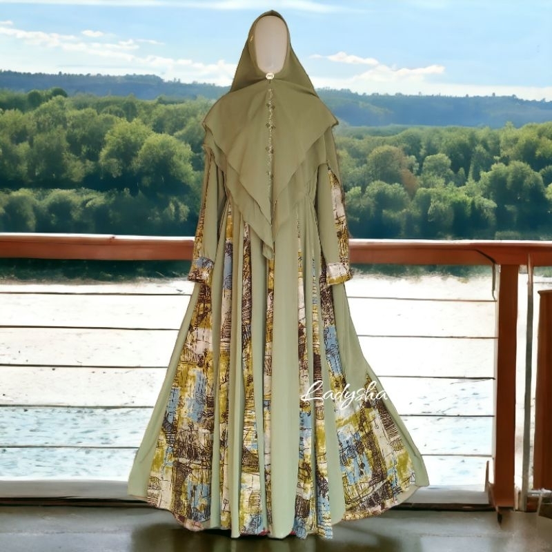 Set Gamis pecah seribu  sage/D Four Mode