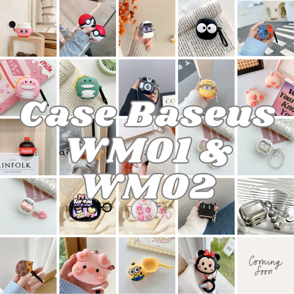 Case Baseus WM01 WM02 3D Kartun Lucu Casing Earphone TWS Pelindung Cover