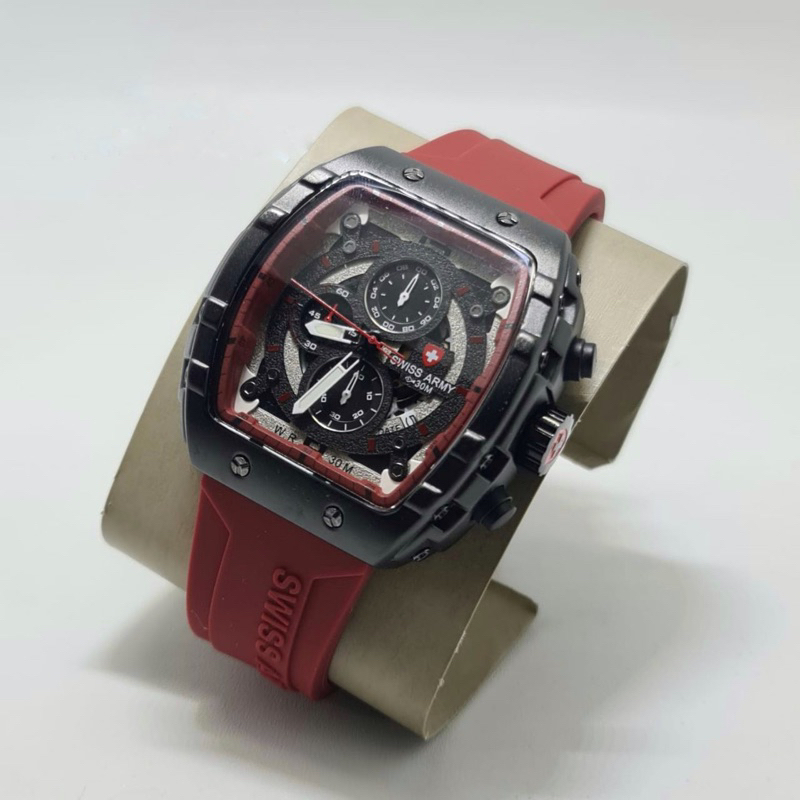 New Arrival Jam Tangan Pria Swiss Chronograph Stopwatch Date Silicone Rubber Strap Include Box & Bat