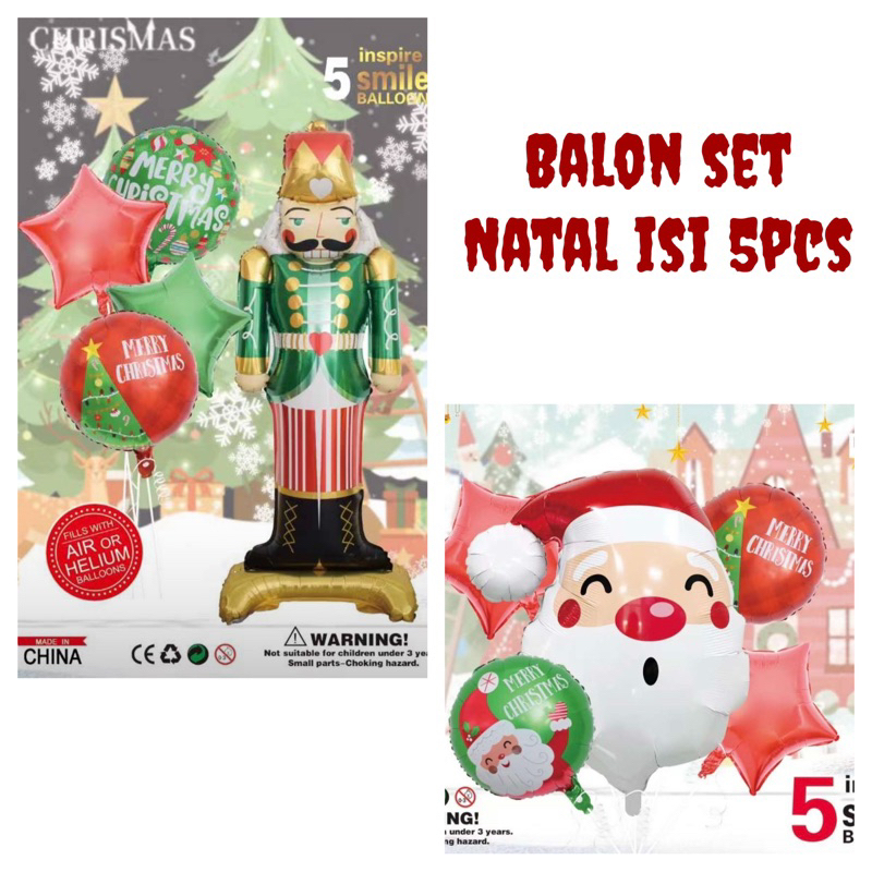 BALON SET NATAL ISI 5pcs