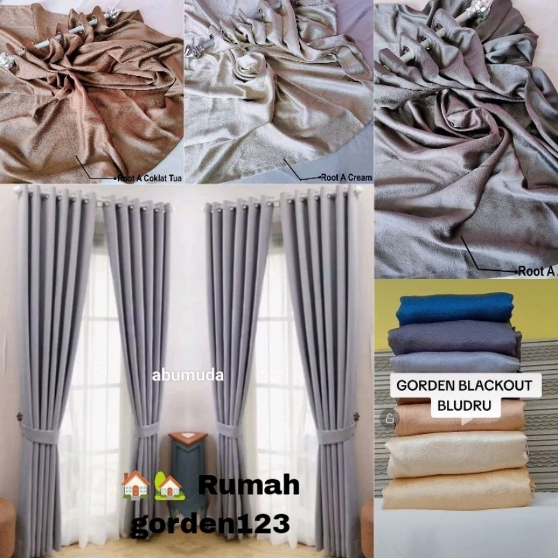 gorden blackout polos import serat beludru gorden tebal gak tembus cahaya