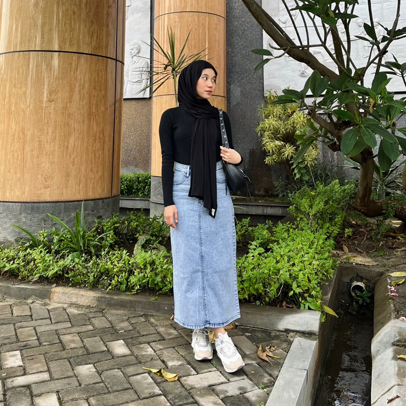 Stiego Snow Blue Skirt Jeans Wanita Rok Jeans