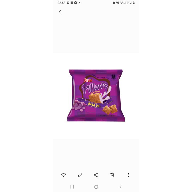 

makanan ringan , snack pillow 12 gr atau eceran 1000 an 1 renceng