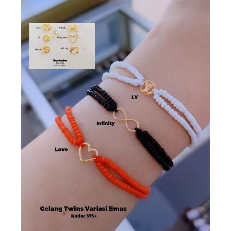 GELANG TALI BABY/ANAK/DEWASA VARIASI EMAS KADAR 375 (8K)