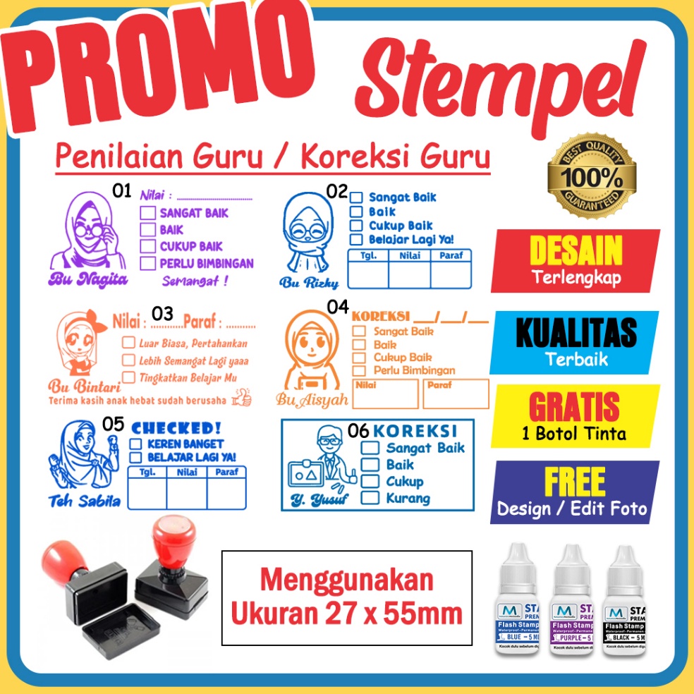 12.12 Flash Sale STEMPEL NILAI GURU REWARD MURAH / CETAK STEMPEL CHECKED PENILAIAN GURU TK SD PAUD A