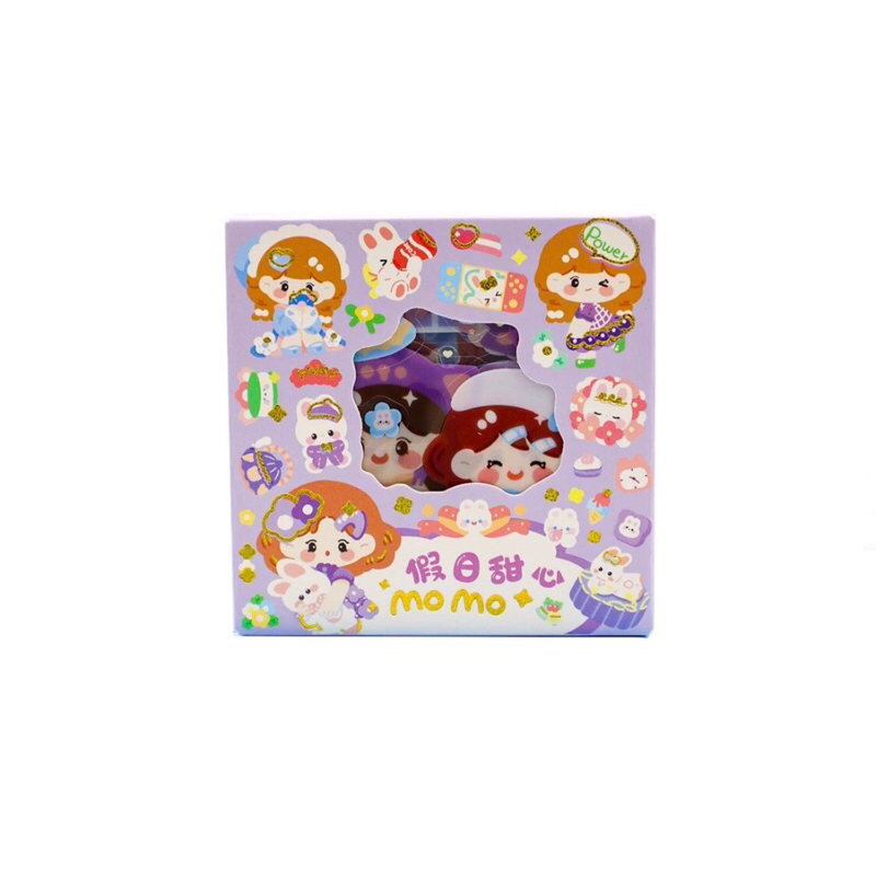 

(AMJ) Sticker MOMO 1 kotak isi 100 pcs/Sticker lucu/80mmx80mm