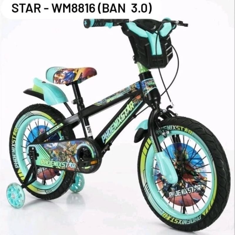 Sepeda BMX Anak Ukuran 12 , 16, 18 Phoenix Star Ban 3.0 / Sepeda Anak Phoenix Star uk 12, 16, 18 Ban