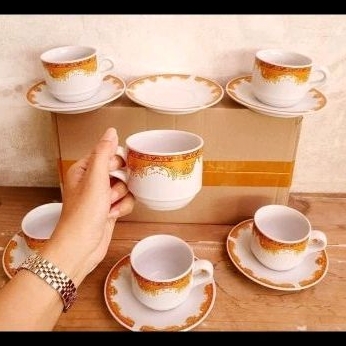 Cangkir keramik mahkota/Gelas mahkota set