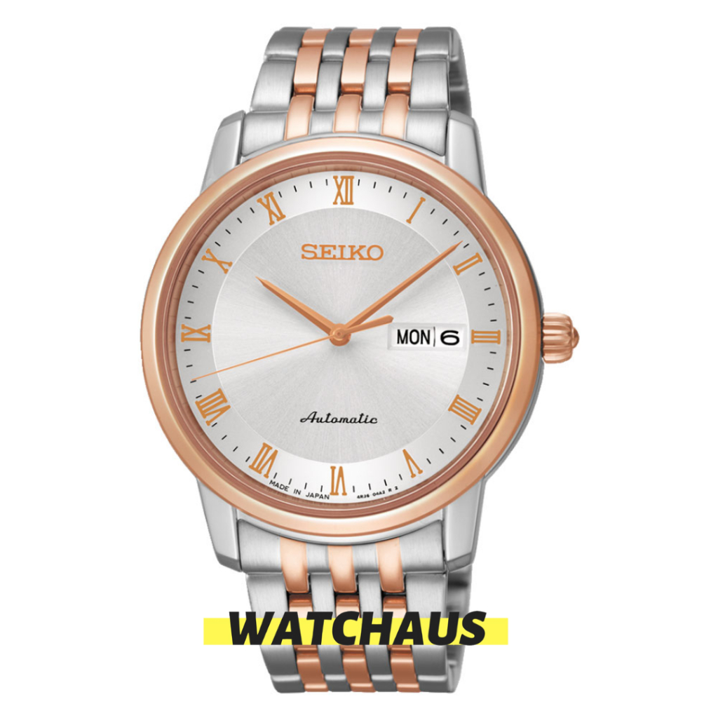 JAM TANGAN PRIA SEIKO PRESAGE SRP696J1 AUTOMATIC ANALOG SILVER ROSEGOLD STAINLESS STRAP