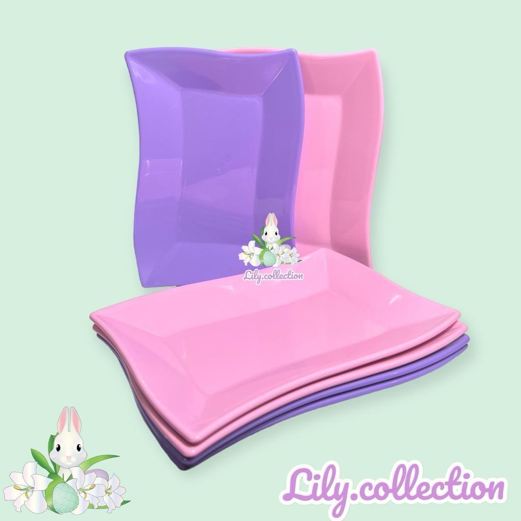 LILYCOLLECTION Piring saji melamin persegi panjang cantik / Piring saji melamin pink / Piring saji m