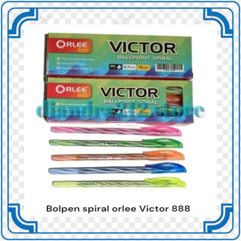 

Ballpoint Orlee Victor 888 Spiral Ulir 12pcs