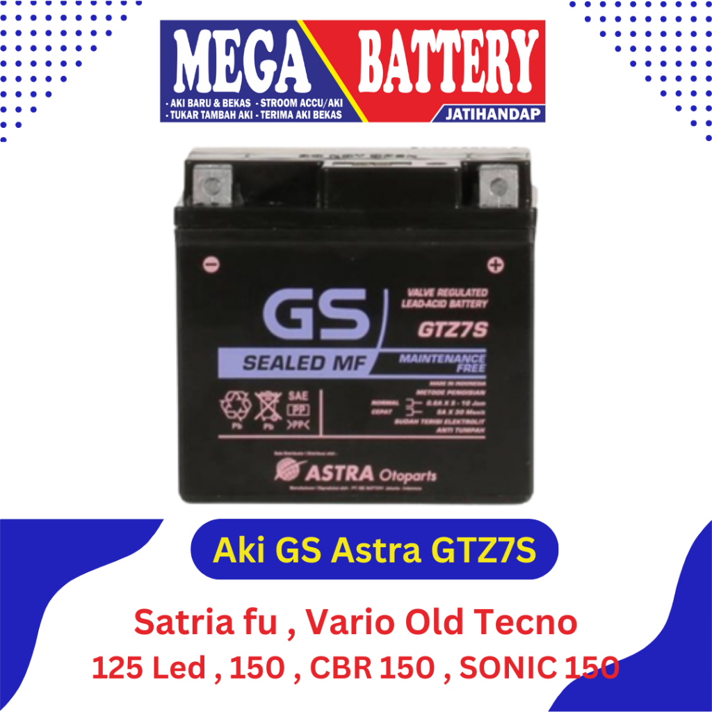 Aki Motor GS ASTRA GTZ7S GTZ-7S / AKI MOTOR VARIO 125, CB 150R, CBR 150, SATRIA FU 150, SONIC 150 R