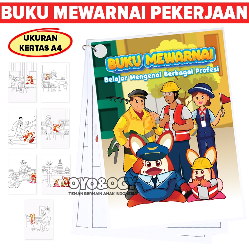 

Mainan Anak Edukasi Buku Gambar Mewarnai Pekerjaan Profesi Oyo Ogy Coloring Paper A4 Toy Education