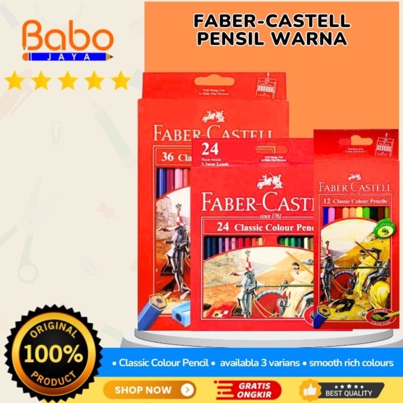 

BABO JAYA PENSIL WARNA FABER-CASTELL CLASSIC ISI 12, 24, 36 WARNA