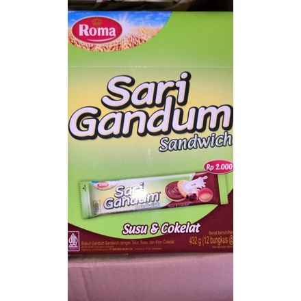 

(BOX) ROMA SARI GANDUM SANDWICH SUSU & COKELAT isi 12pcs MURAH!!