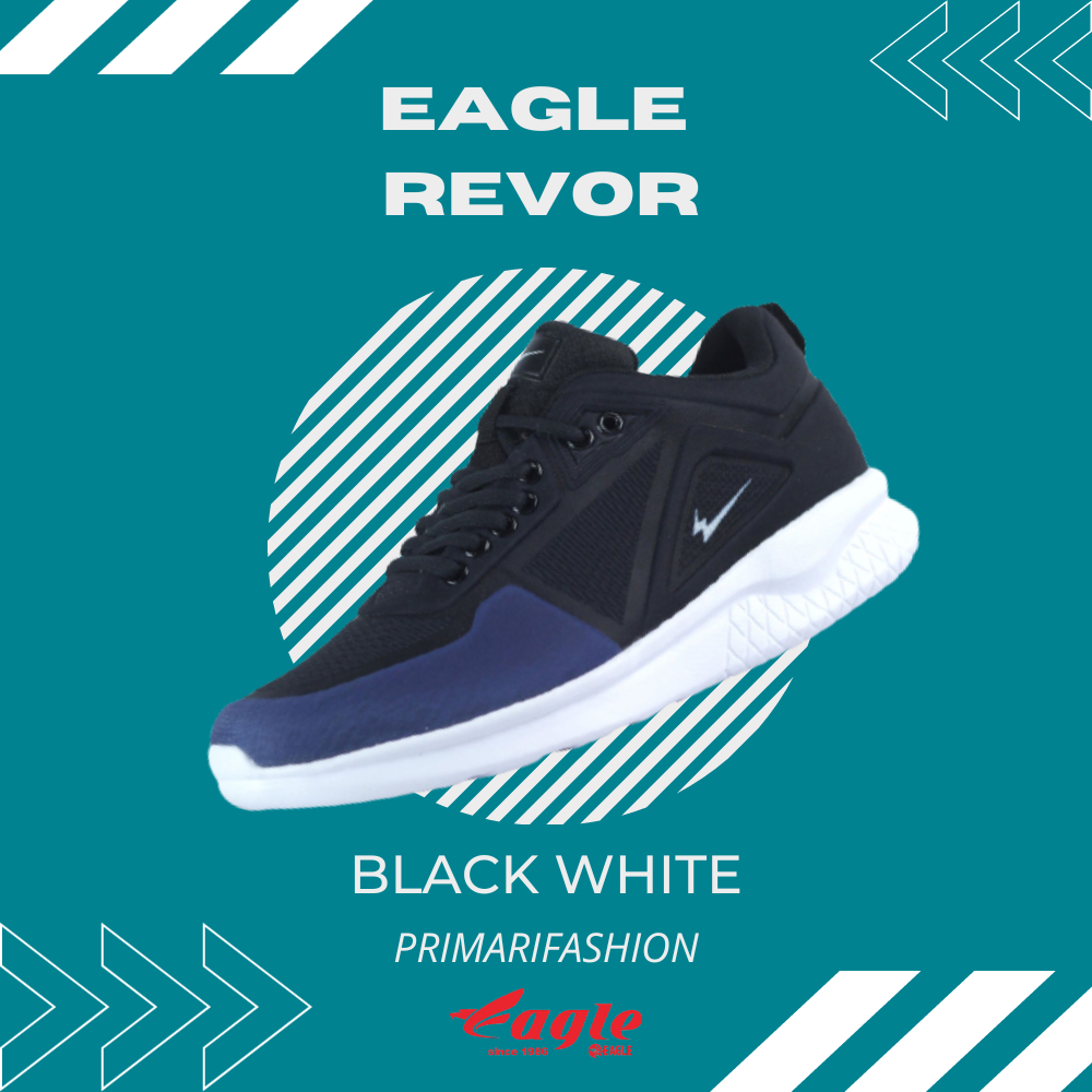 SALE.. Sepatu Running EAGLE REVOR - Warna Black White Original Only