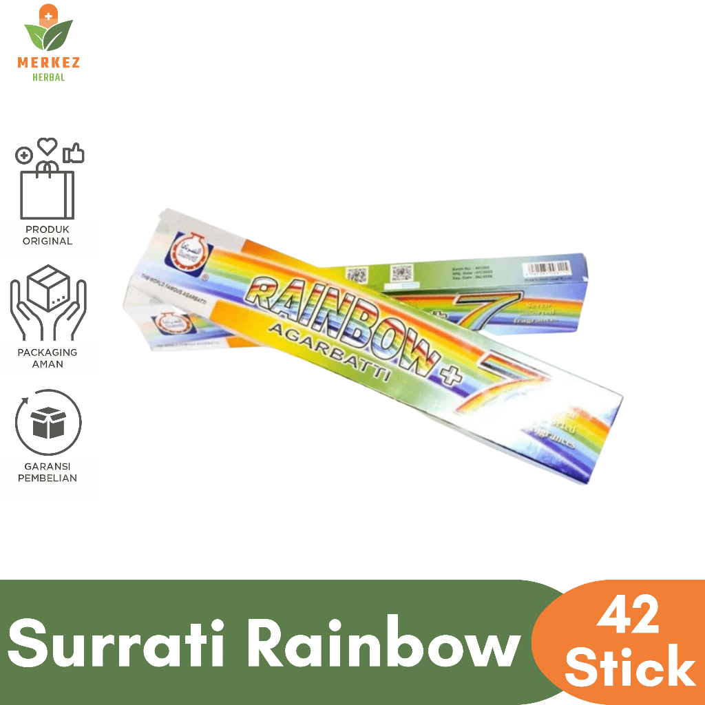 Bukhur Buhur Dupa Hio Stick Lidi Arab Rainbow Wangi 7 Macam Aroma Agarbatti Gaharu Isi 42 Pcs - Bukhor Asli Original Surrati