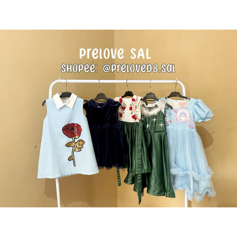 Preloved Dress Natal Gaun Pesta Anak Perempuan Hijau Biru Navy Cinderella
