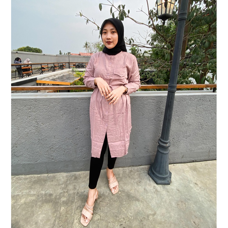 Tunik twil polos terbaru lavender Muda bahan rayon twil original premium