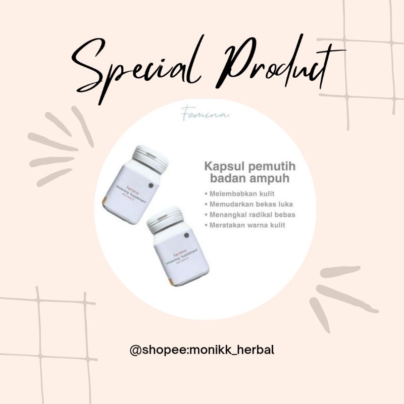 Femina whitening capsule pemutih badan isi 30 kapsul promo 12.12