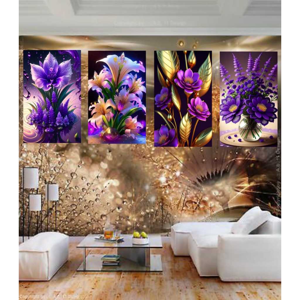 BOMAL....HIASAN DINDING RUANG TAMU MOTIF BUNGA TERBARU/HIASAN DINDING RUANG KAMAR POSTER KAYU PAPAN 