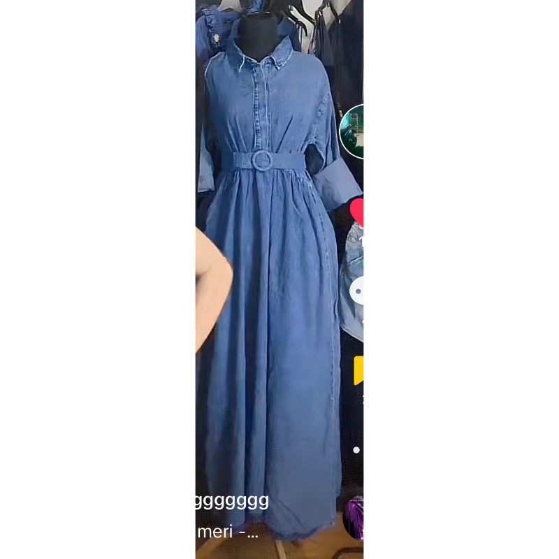 Denim hijab dress jeans gamis belt cantik