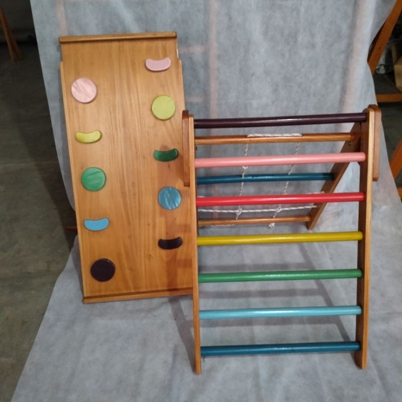 prosotan anak pikler triangle warna kayu mahoni mainan montessori anak