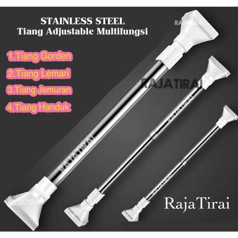 1.1 Terlaris TIANG PIPA TONGKAT STAINLIST FLEKSIBEL 50CM-420CM TANPA PAKU /TIANG HORDEN GORDEN GORDE