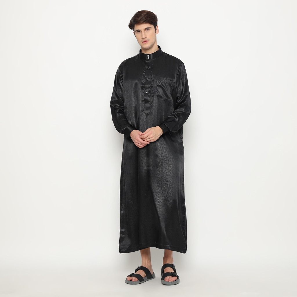 LATAHZAN GAMIS PRIA RIYADH LENGAN PANJANG MANSET HITAM