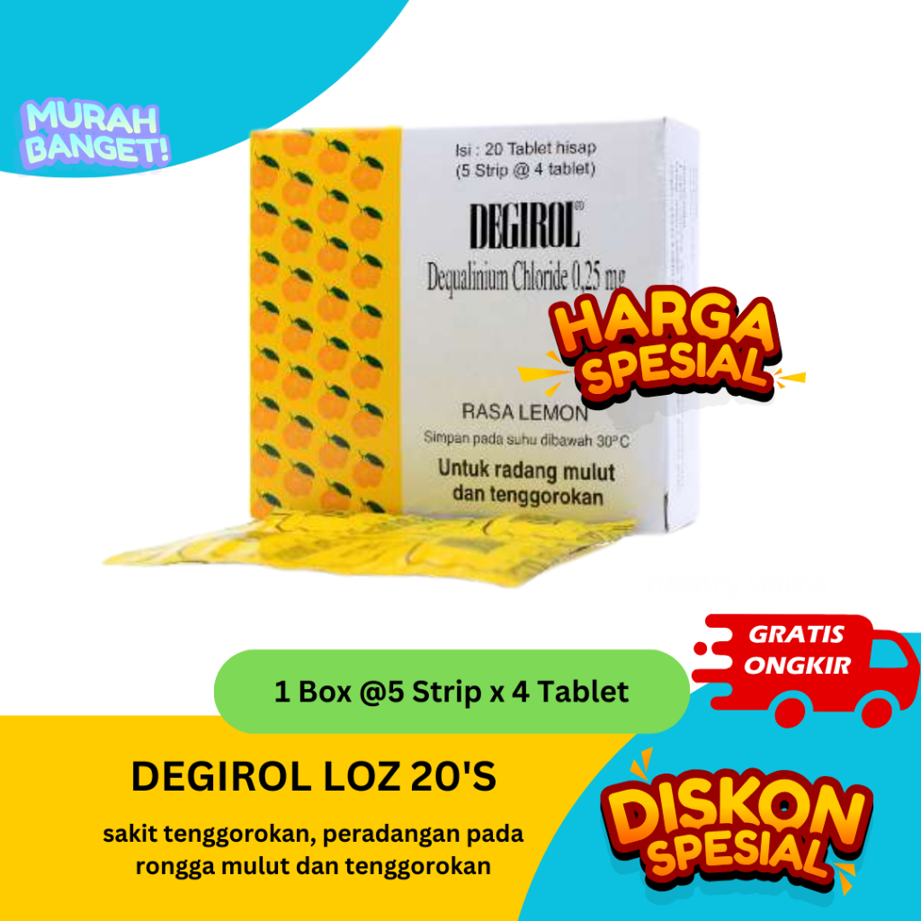 Degirol untuk tenggorokan tablet hisap 10 tablet 1 strip