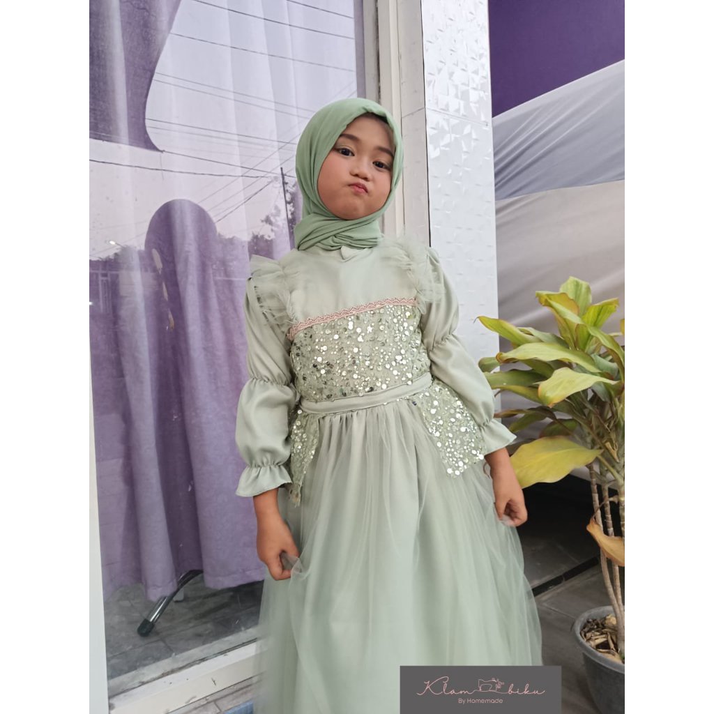 FLASH SALE GAMIS BARBIE/BAJU BROKAT ANAK PEREMPUAN/GAUN PESTA ANAK PLUS HIJAB/GAMIS ANAK TANGAN