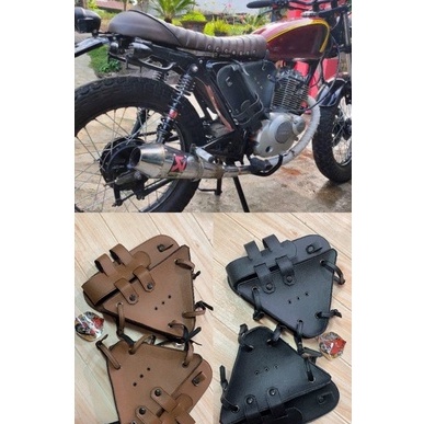 Termurah Tas samping motor side bag classic custom japstyle kulit.
