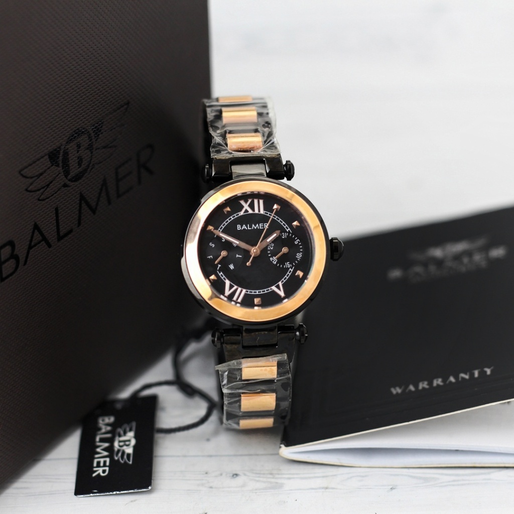 Jam tangan Balmer 7897LD tali stainless stell chronograp tanggal aktif analog sport original wanita