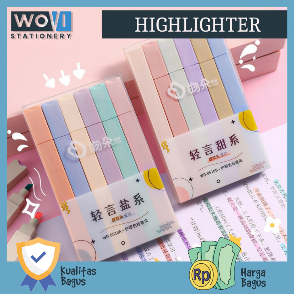 

[SET] Highlighter Pastel Kepala Tunggal/ Higlighter Vintage Warna Pastel Morandi Kepala Ganda